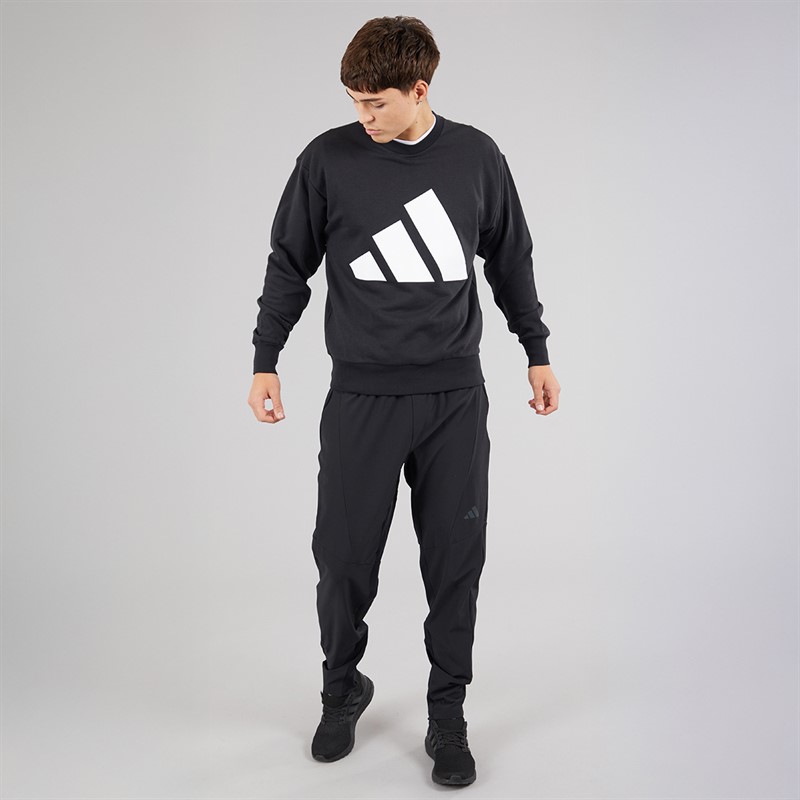 adidas Mens Essentials Big Logo French Terry Sweatshirt Black/White