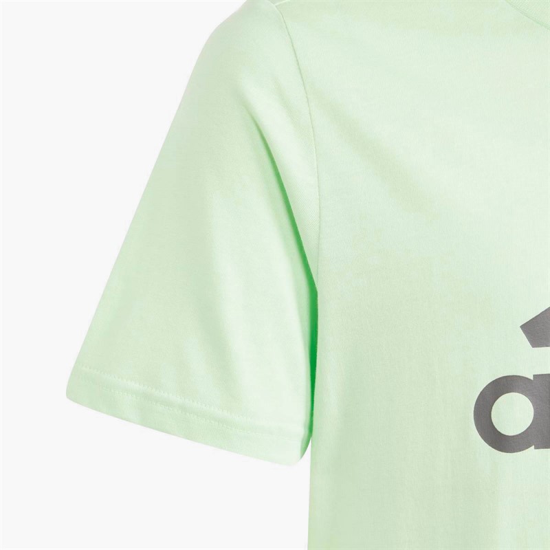 adidas Junior Essentials Big Logo T-Shirt Silver Green Spark/Charcoal