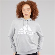 adidas Womens Essentials Logo Relaxed Fit Hoodie Medium Grey Heather/White