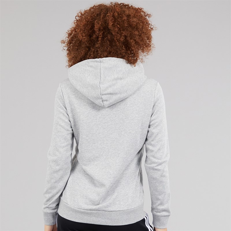 adidas Womens Essentials Logo Relaxed Fit Hoodie Medium Grey Heather/White