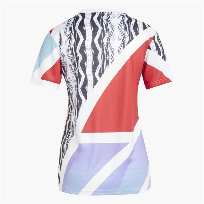 adidas Womens AFC Arsenal FC 24/25 Pre Match Jersey Better Scarlet/White/Black/Clear Aqua