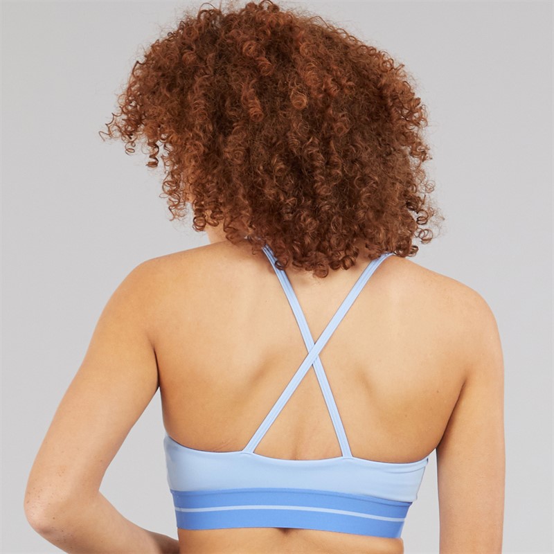 adidas Womens Hyperglam Rib Light Support Bralette Glow Blue/Blue Fusion