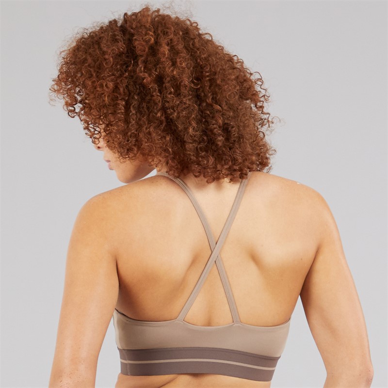 adidas Womens Hyperglam Rib Light Support Bralette Chalky Brown/Earth Strata