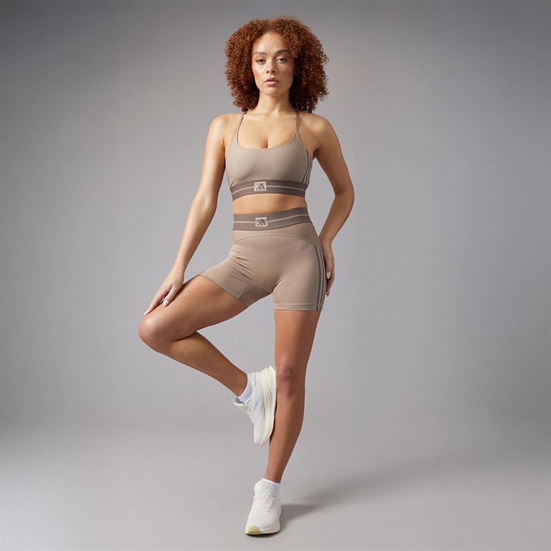 adidas Womens Hyperglam Rib Light Support Bralette Chalky Brown/Earth Strata