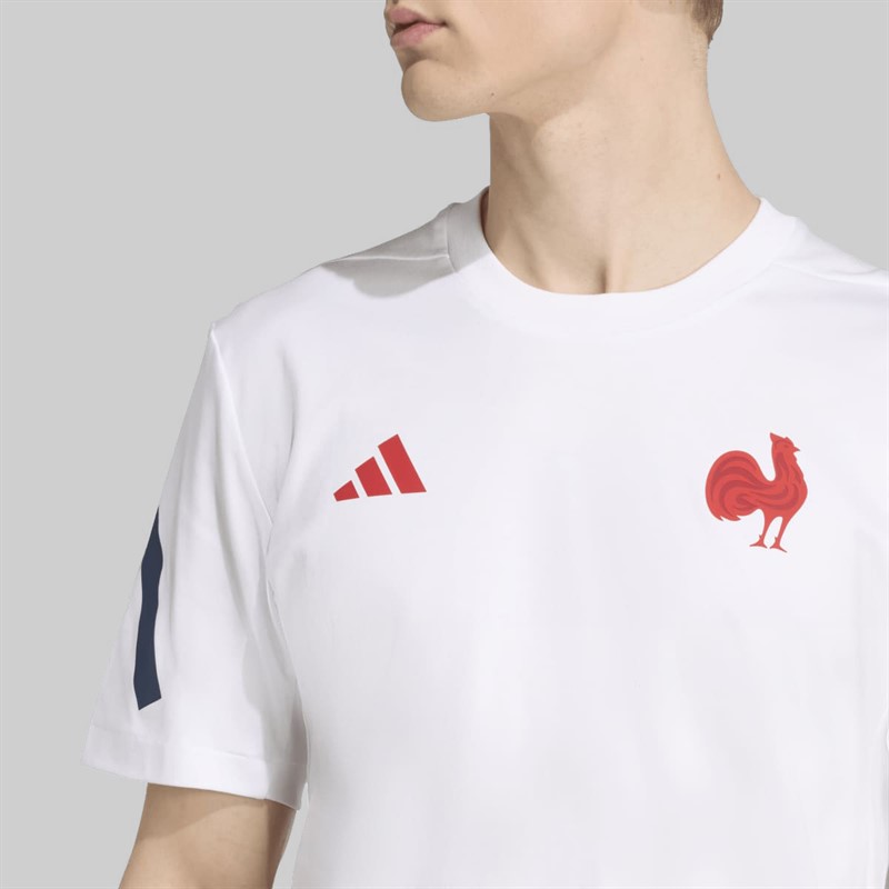adidas Mens FFR France Rugby Travel T-Shirt White