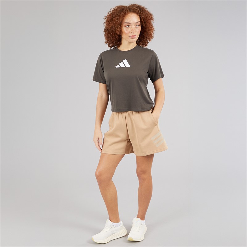 adidas Womens Future Icons Three Stripes Shorts Warm Sandstone