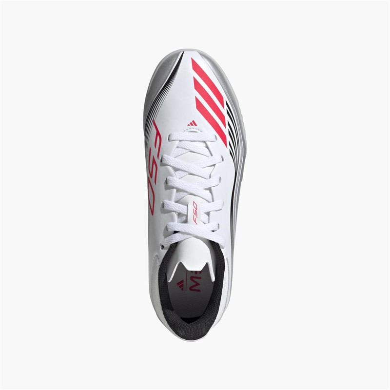 adidas Junior F50 League Messi TF Astro Football Boots Cloud White/Lucid Red/Silver Metallic