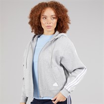 adidas Womens Future Icons 3-Stripes Full Zip Hoodie Medium Grey Heather