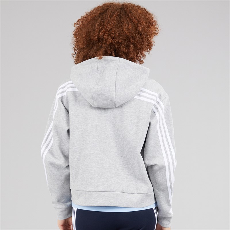 adidas Womens Future Icons 3-Stripes Full Zip Hoodie Medium Grey Heather
