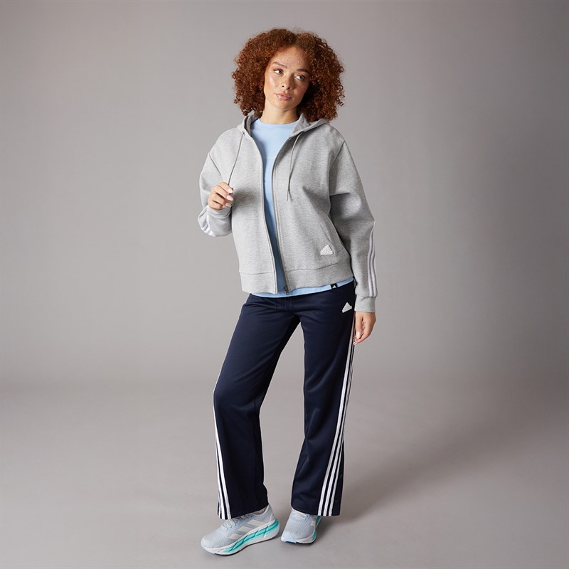 adidas Womens Future Icons 3-Stripes Full Zip Hoodie Medium Grey Heather