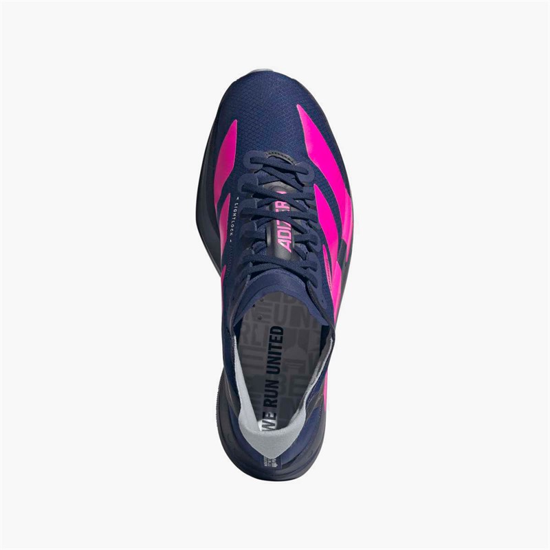 adidas Mens Adizero Adios Pro 4 Neutral Running Shoes Dark Blue/Shock Pink/Dash Grey