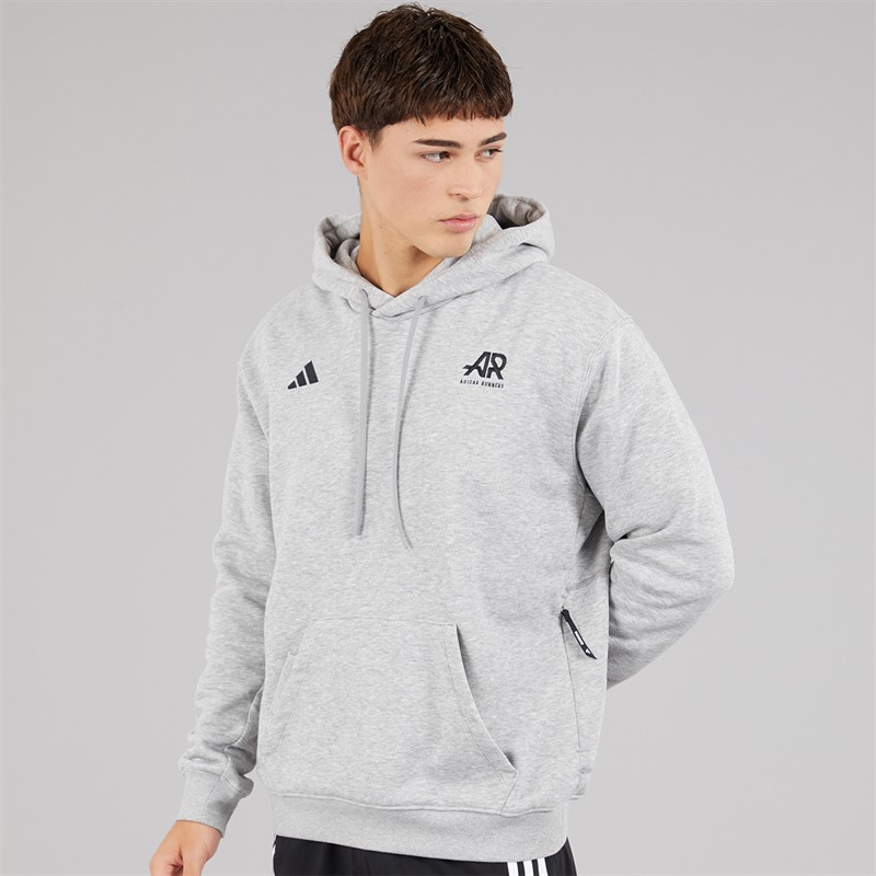 adidas Mens Runners Back Graphic Hoodie Medium Grey Heather