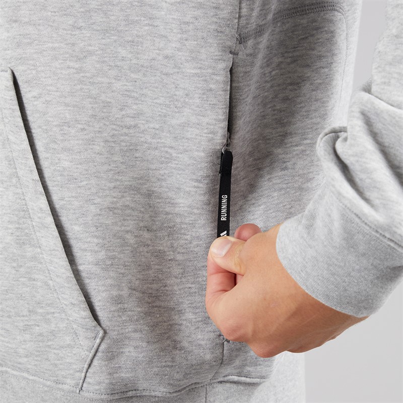 adidas Mens Runners Back Graphic Hoodie Medium Grey Heather