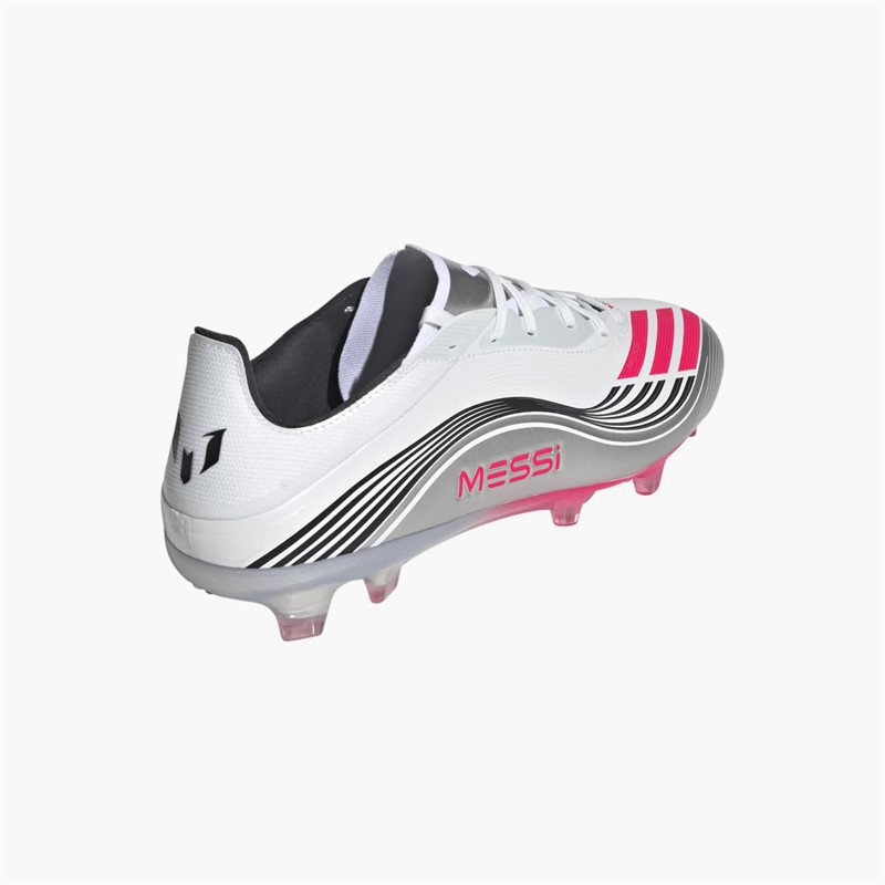 adidas Mens F50 Messi Pro FG Firm Ground Football Boots Cloud White/Lucid Red/Silver Metallic