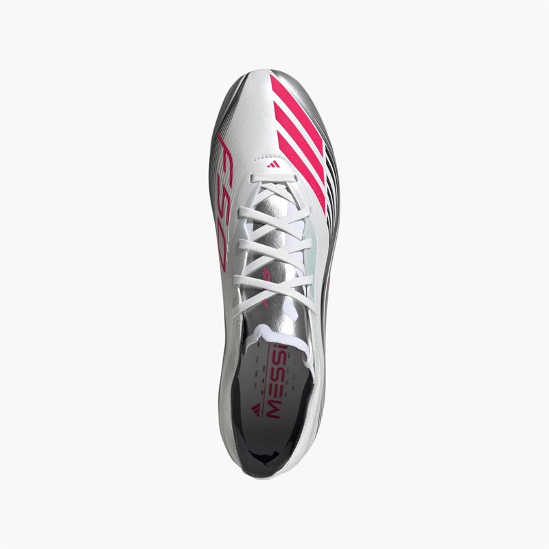 adidas Mens F50 Messi Pro FG Firm Ground Football Boots Cloud White/Lucid Red/Silver Metallic