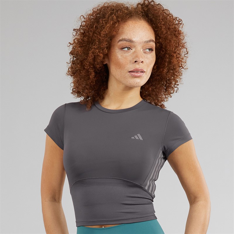 adidas Womens Hyperglam Shine Baby T-Shirt Grey Strata/Taupe Oxide