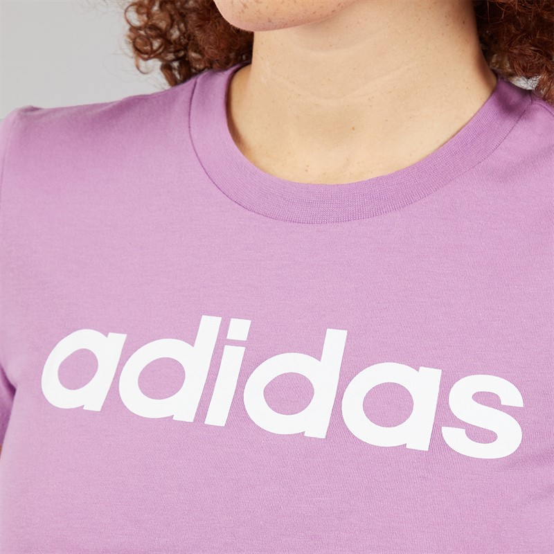 adidas Womens Essentials Slim Logo T-Shirt Preloved Purple
