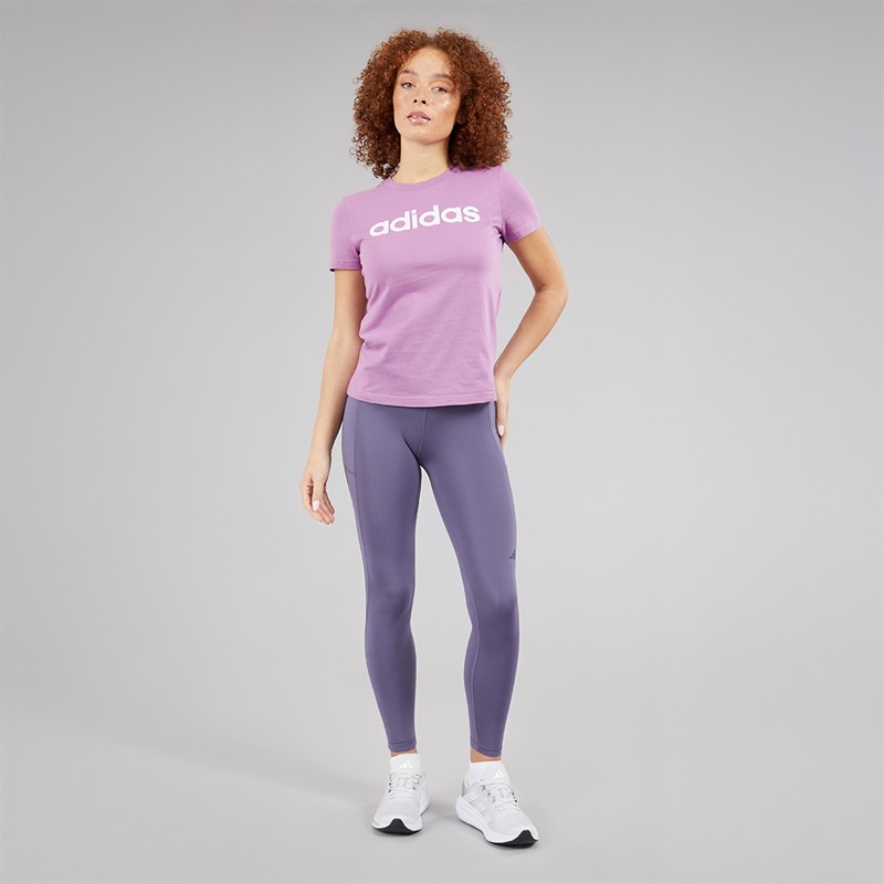 adidas Womens Essentials Slim Logo T-Shirt Preloved Purple