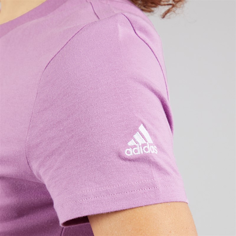 adidas Womens Essentials Slim Logo T-Shirt Preloved Purple