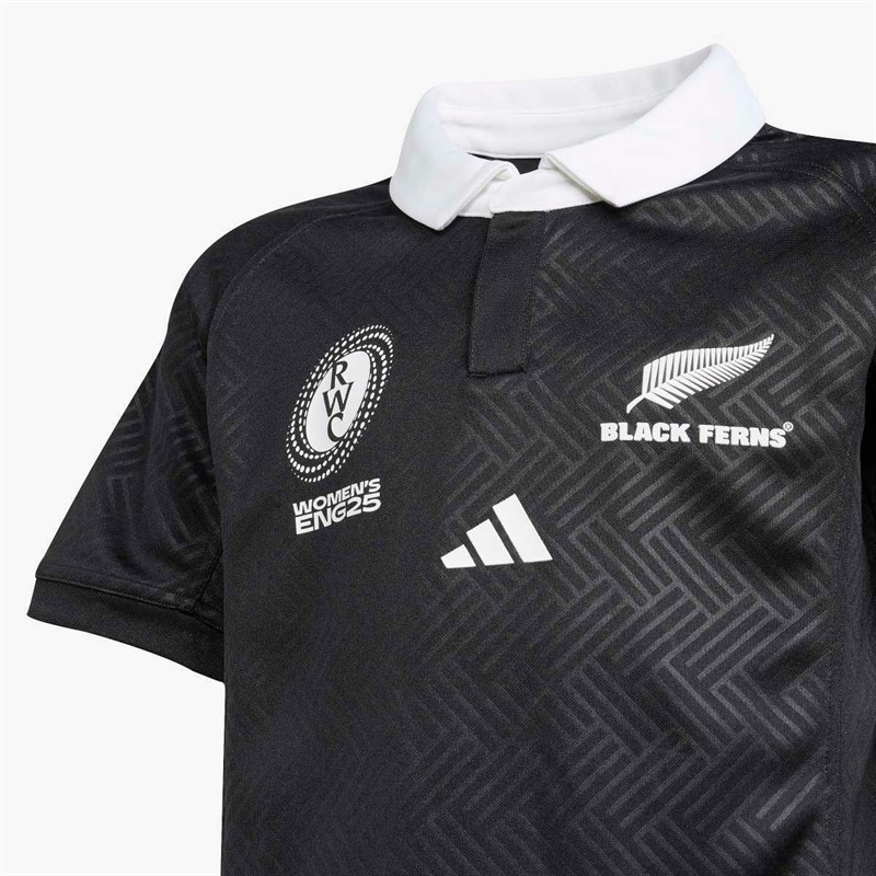 adidas Junior NZR New Zealand Black Ferns RWC Rugby World Cup Home Jersey All Black