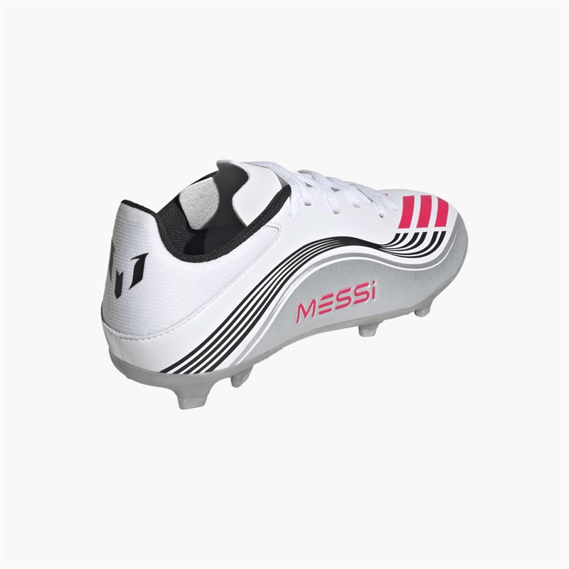 adidas Junior F50 League Messi FG/MG Firm/Multi Ground Football Boots Cloud White/Lucid Red/Silver Metallic