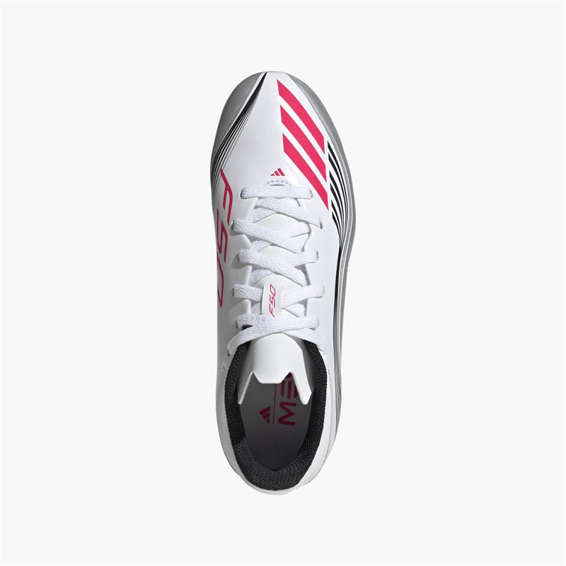 adidas Junior F50 League Messi FG/MG Firm/Multi Ground Football Boots Cloud White/Lucid Red/Silver Metallic