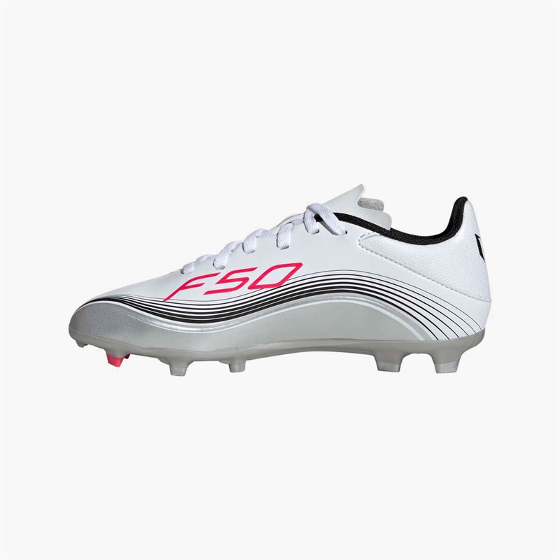 adidas Junior F50 League Messi FG/MG Firm/Multi Ground Football Boots Cloud White/Lucid Red/Silver Metallic