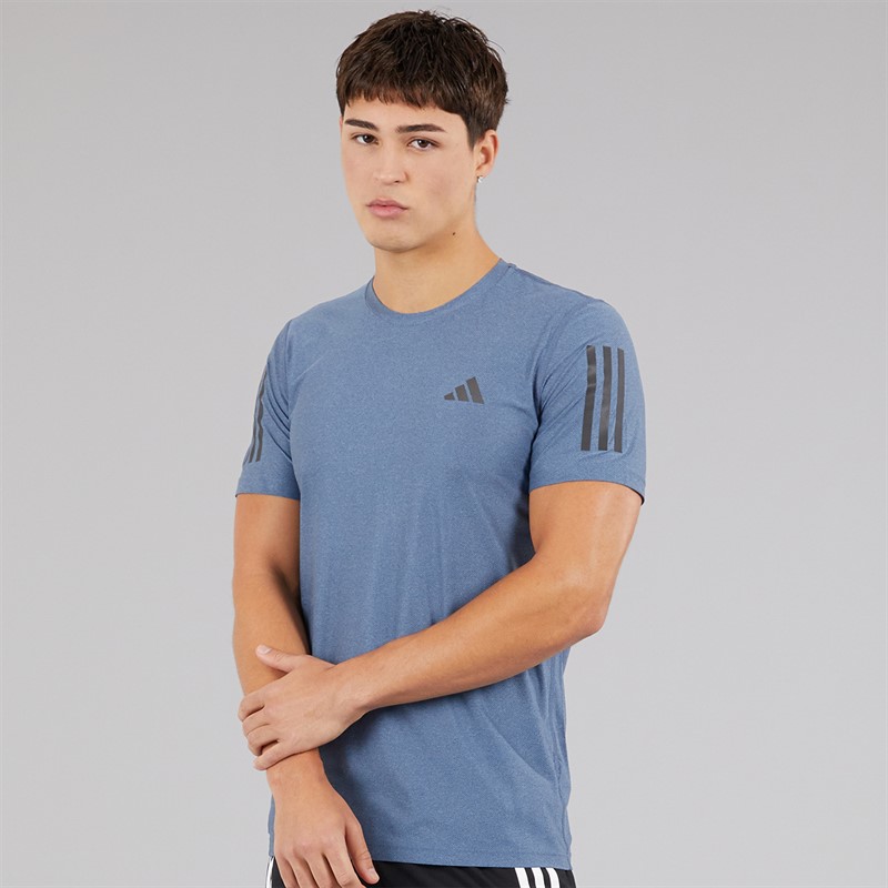 adidas Mens Own The Run Running T-Shirt Preloved Ink/White