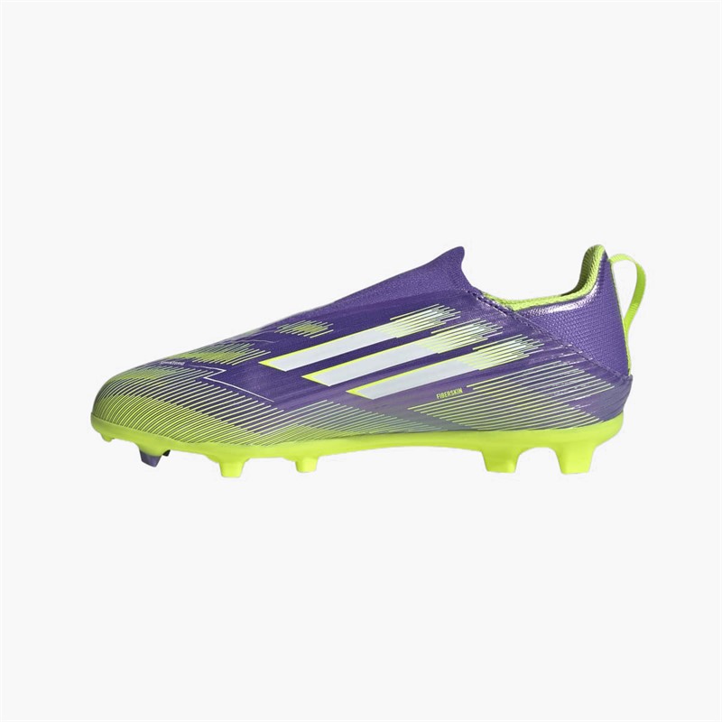 adidas Kids F50 League Laceless Radiant Blaze Pack FG/MG Firm/Multi Ground Football Boots Purple Rush/Cloud White/Lucid Lemon