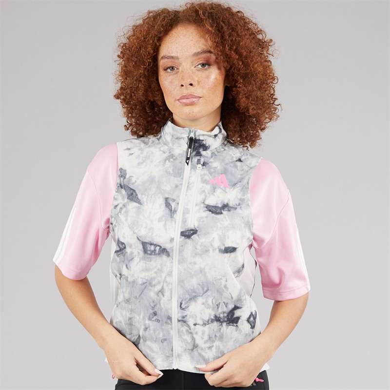 adidas Womens Own The Run Spray Dye Full Zip Running Gilet Orbit Grey/Black