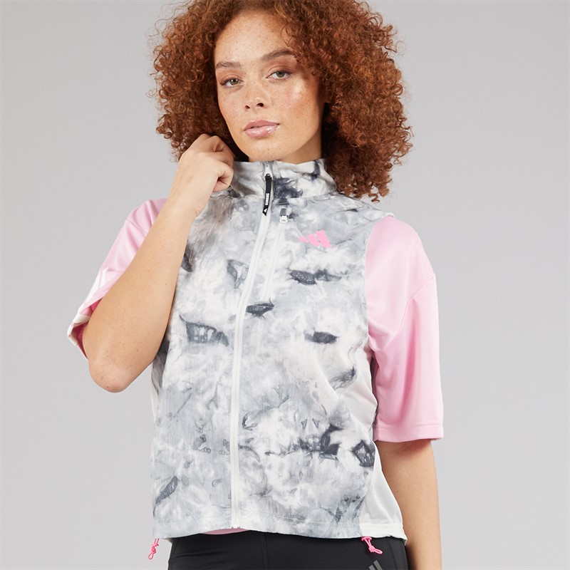 adidas Womens Own The Run Spray Dye Full Zip Running Gilet Orbit Grey/Black