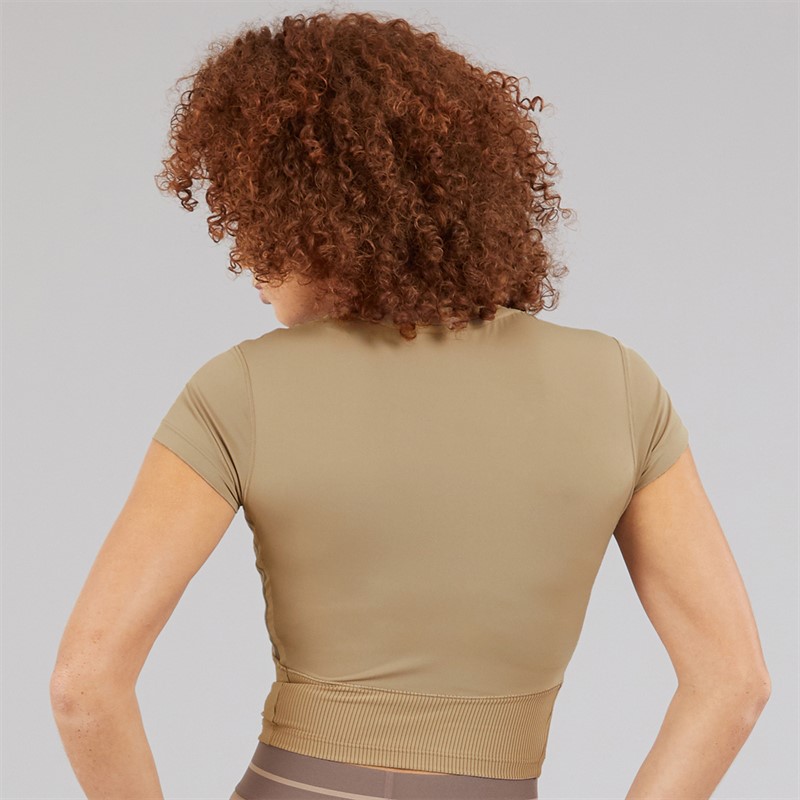 adidas Womens Hyperglam Rib Baby T-Shirt Chalky Brown/Earth Strata