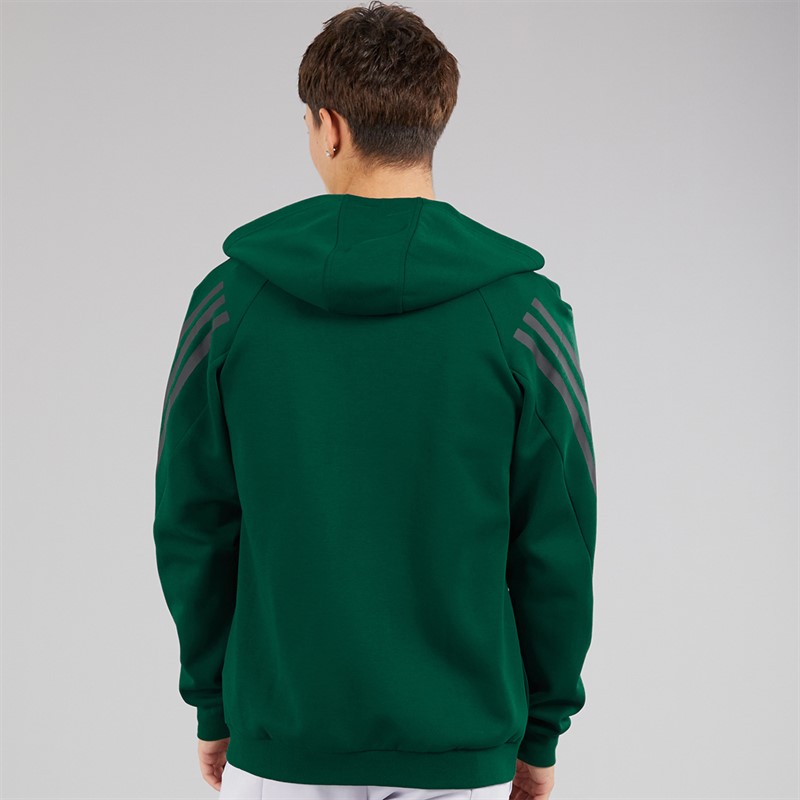 adidas Mens Future Icons 3-Stripes Full Zip Hoodie Collegiate Green