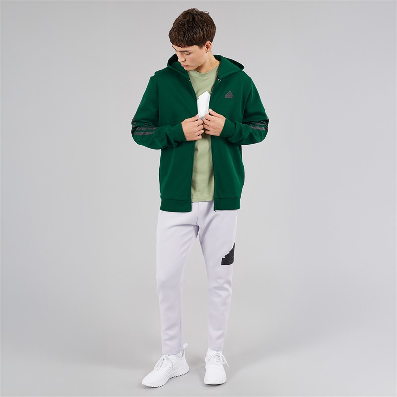 adidas Mens Future Icons 3-Stripes Full Zip Hoodie Collegiate Green