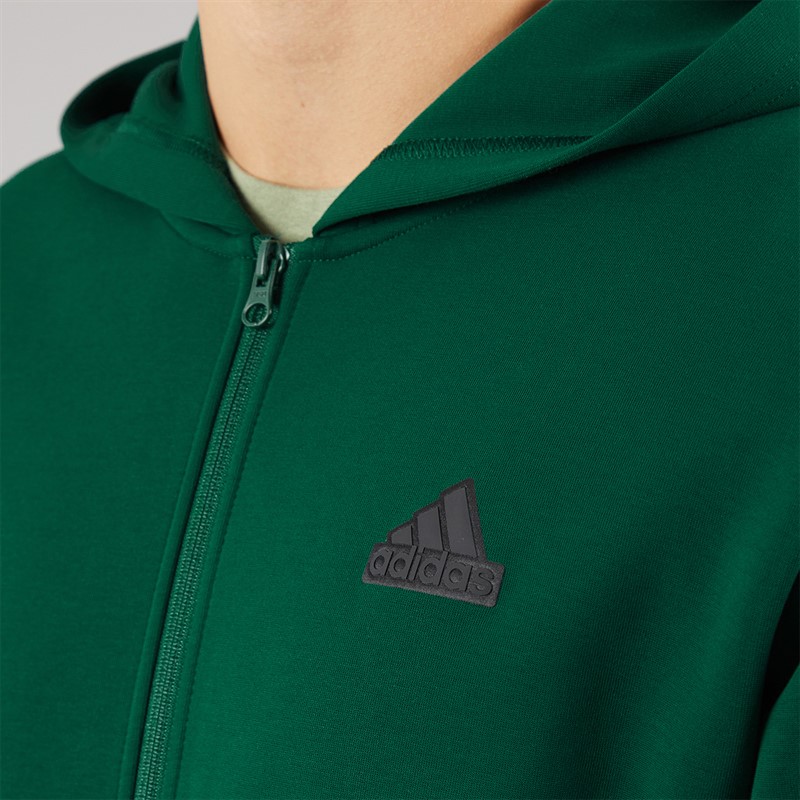 adidas Mens Future Icons 3-Stripes Full Zip Hoodie Collegiate Green