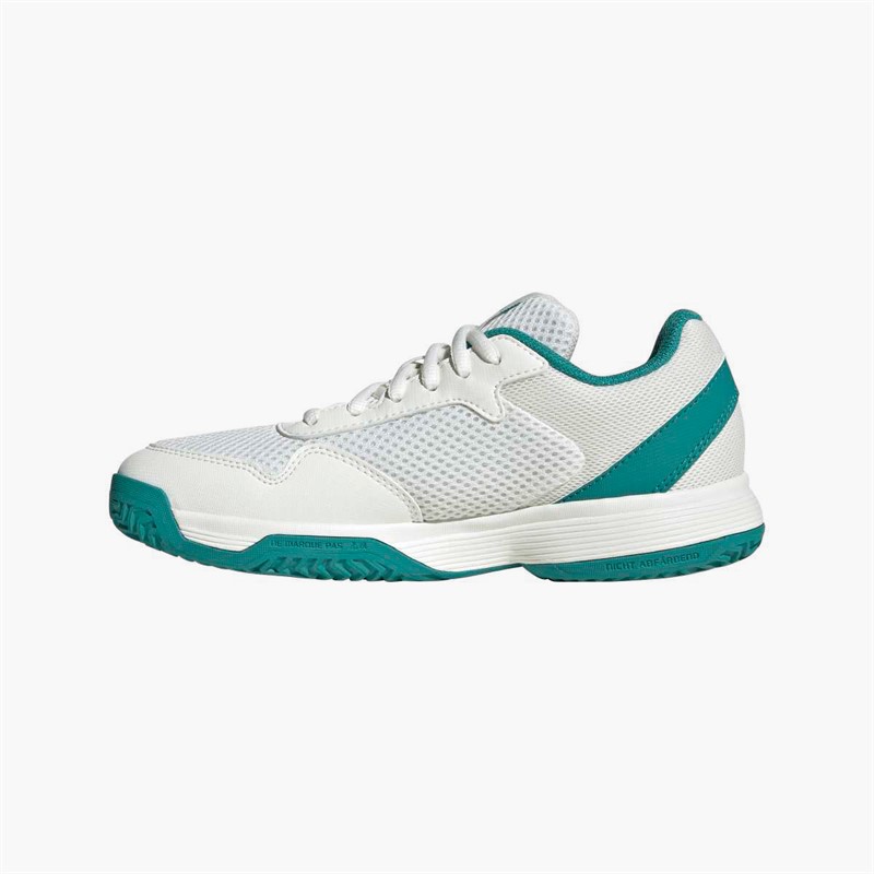 adidas Junior Courtflash All Court Tennis Shoes Cloud White/Pure Teal/Off White
