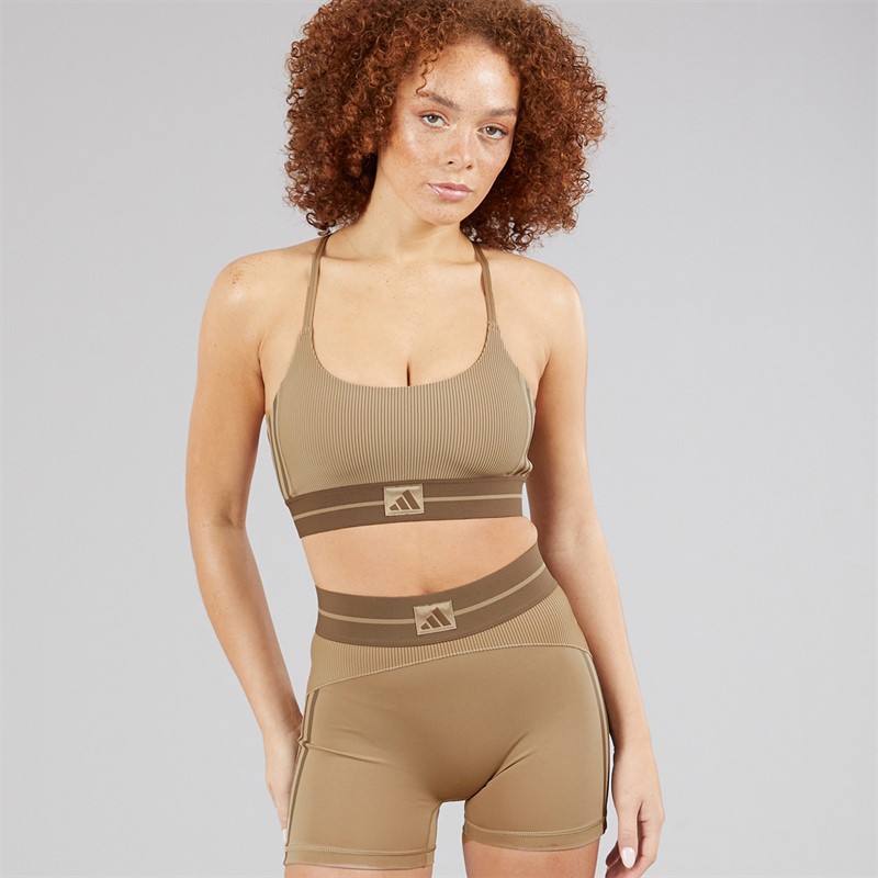 adidas Womens Hyperglam Rib 4 Shorts Chalky Brown/Earth Strata