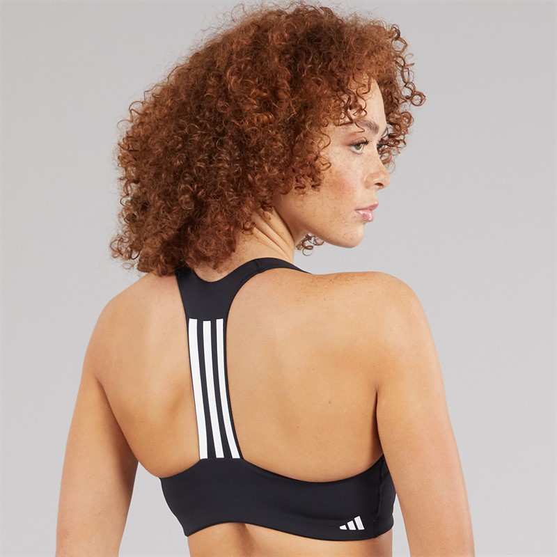 adidas Womens Prime Lift Impact 3-Stripes Training Medium Support Sports Bra Black