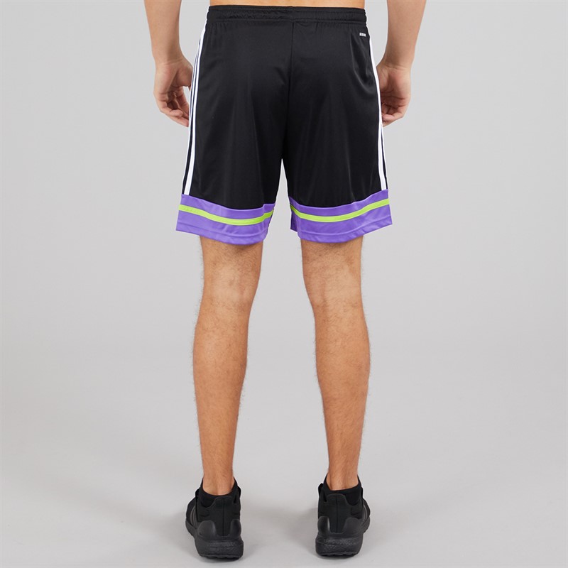 adidas Mens Squadra 25 Shorts Black/Purple Rush/Semi Solar Slime