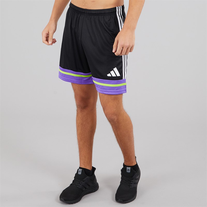 adidas Mens Squadra 25 Shorts Black/Purple Rush/Semi Solar Slime