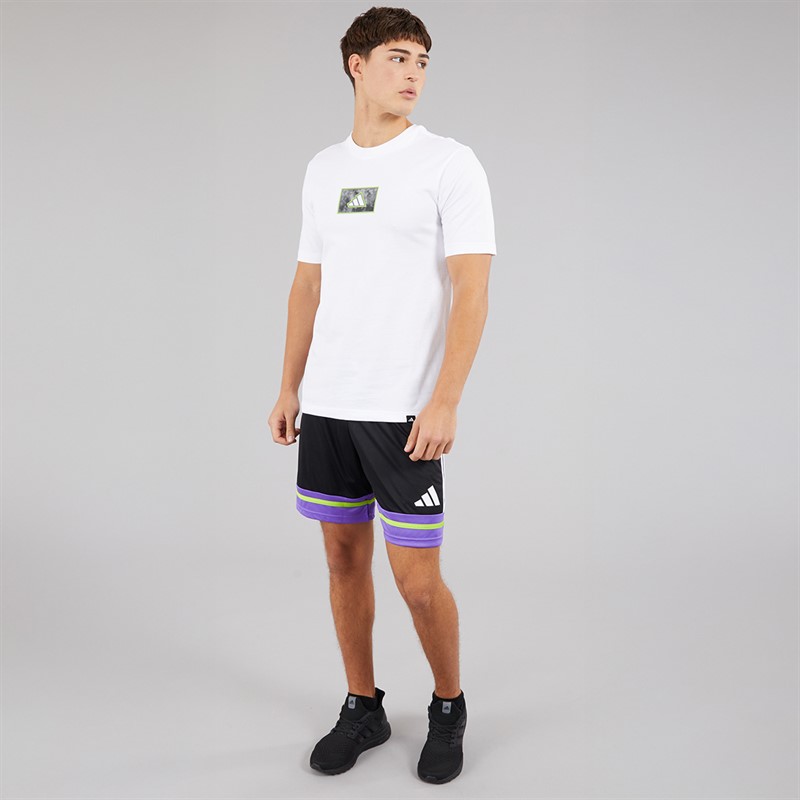 adidas Mens Squadra 25 Shorts Black/Purple Rush/Semi Solar Slime