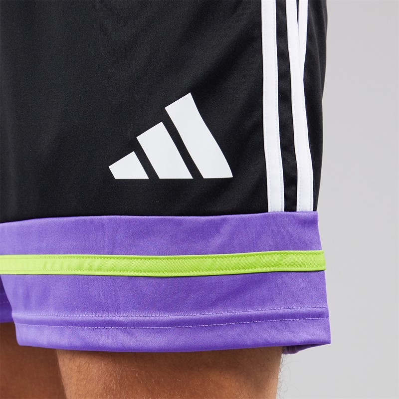 adidas Mens Squadra 25 Shorts Black/Purple Rush/Semi Solar Slime