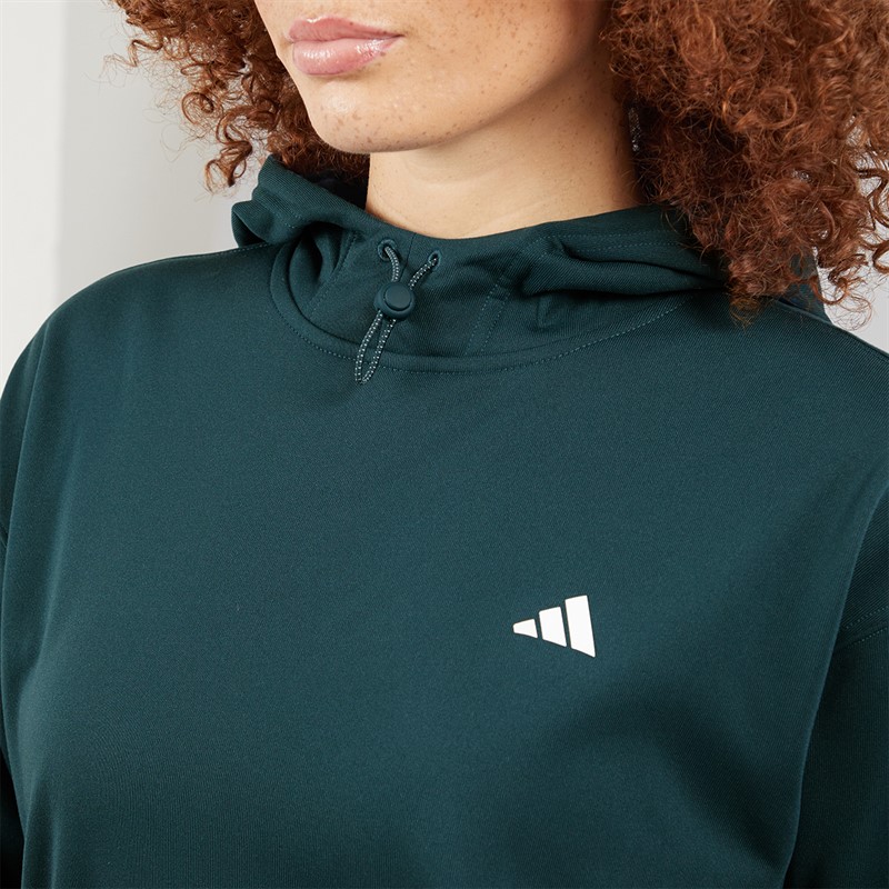 adidas Womens Aeroready Game And Go Fleece Hoodie Arctic Night/White