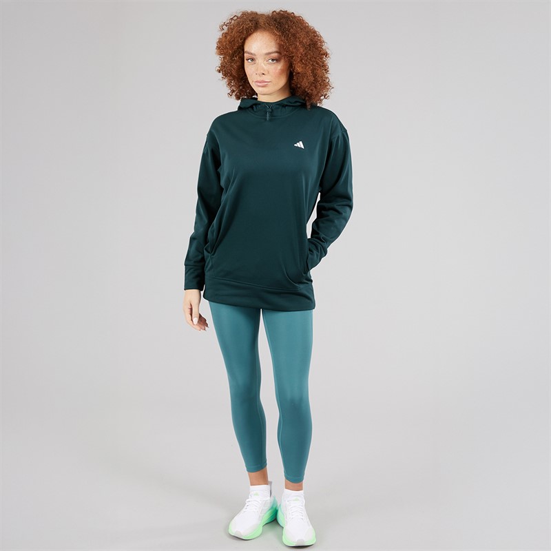 adidas Womens Aeroready Game And Go Fleece Hoodie Arctic Night/White