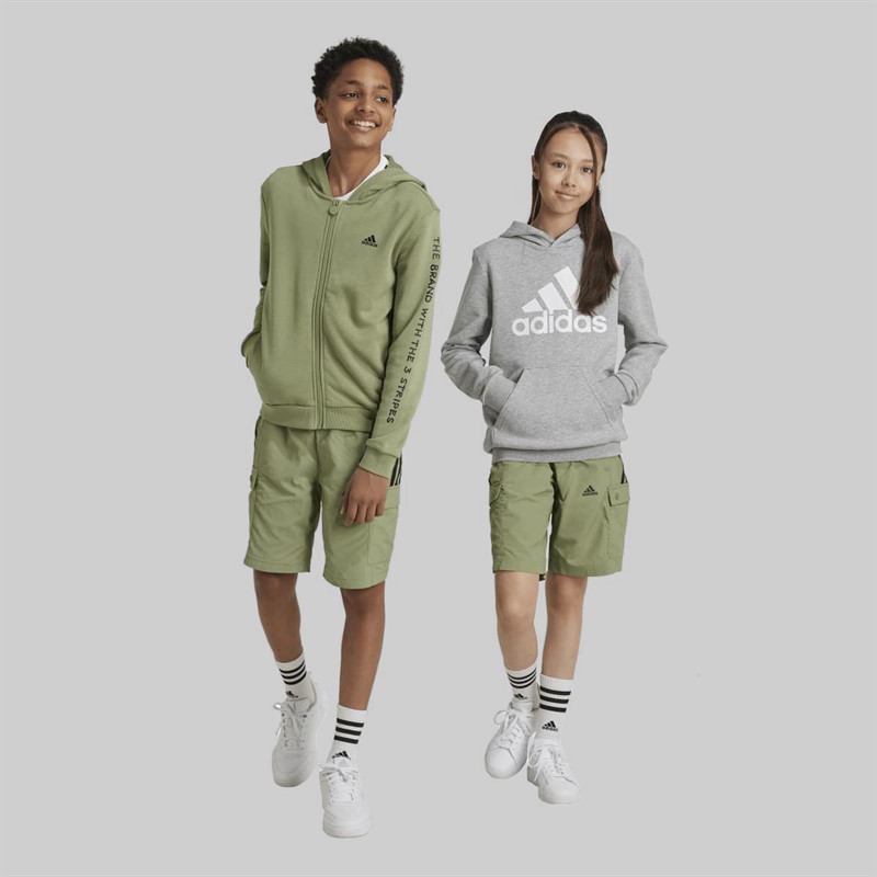 adidas Junior Street Jam Woven Cargo Shorts Tent Green/Black