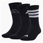 adidas Mens Logo Striped Three Pack Crew Socks Black/White