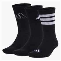 adidas Mens Logo Striped Three Pack Crew Socks Black/White