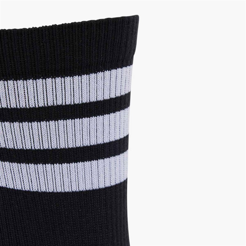 adidas Mens Logo Striped Three Pack Crew Socks Black/White