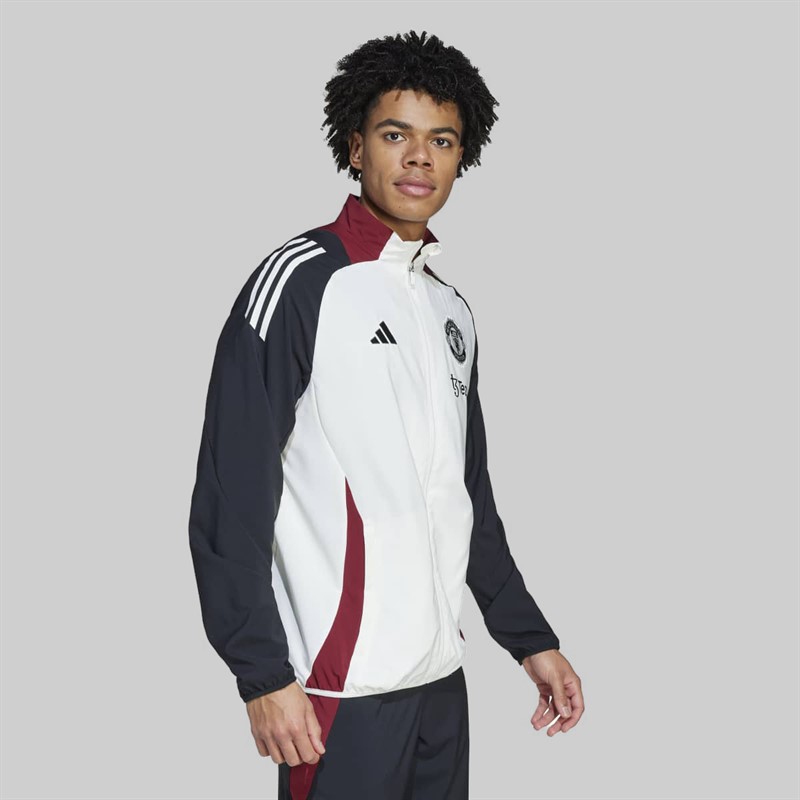adidas Mens MUFC Manchester United 24/25 Tiro 24 Presentation Jacket Off White/Black