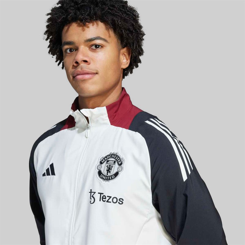 adidas Mens MUFC Manchester United 24/25 Tiro 24 Presentation Jacket Off White/Black